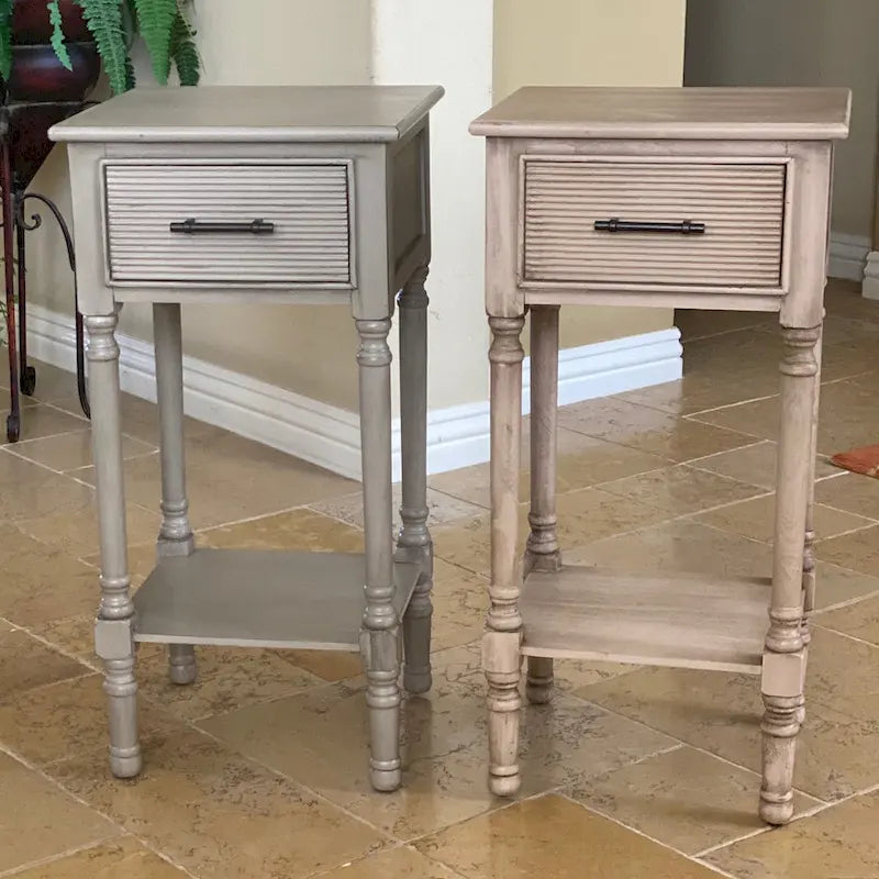 French Country End Table with Drawer and Shelf