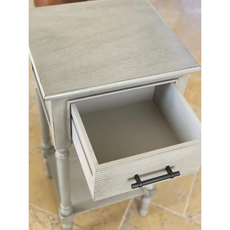French Country End Table with Drawer and Shelf