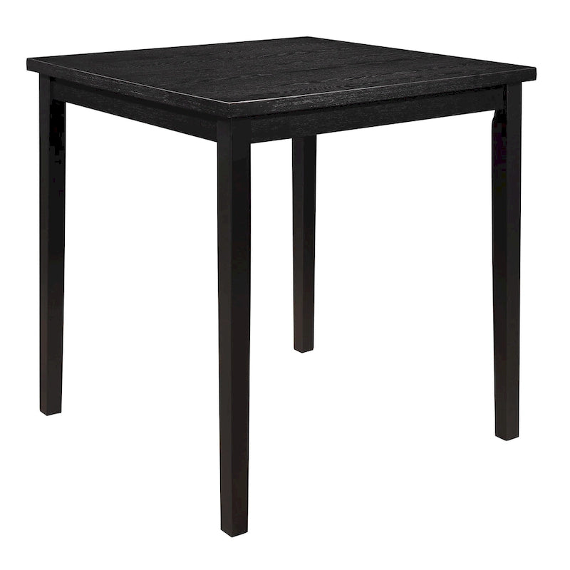 36 Inch Counter Height Table, 4 Seater Square Top, Black Solid Wood