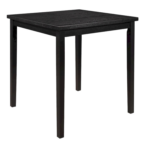 36 Inch Counter Height Table, 4 Seater Square Top, Black Solid Wood