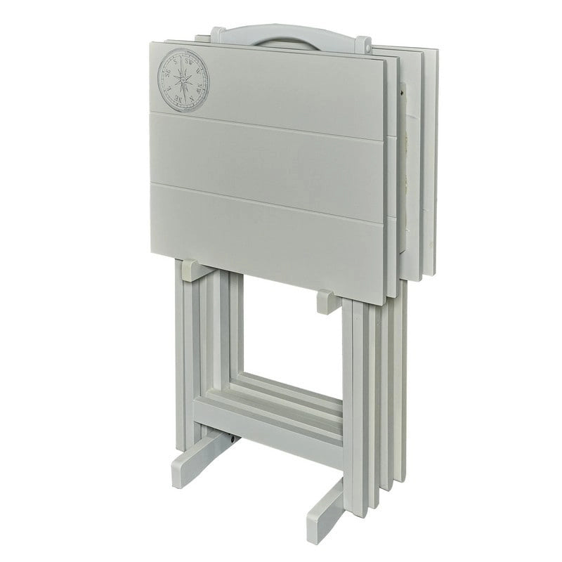 Light Grey Solid Wood Folding TV Tray Table
