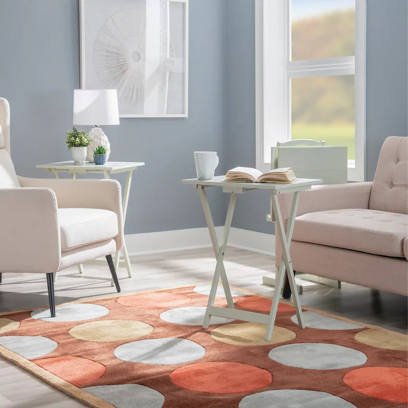 Light Grey Solid Wood Folding TV Tray Table