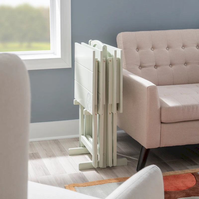 Light Grey Solid Wood Folding TV Tray Table