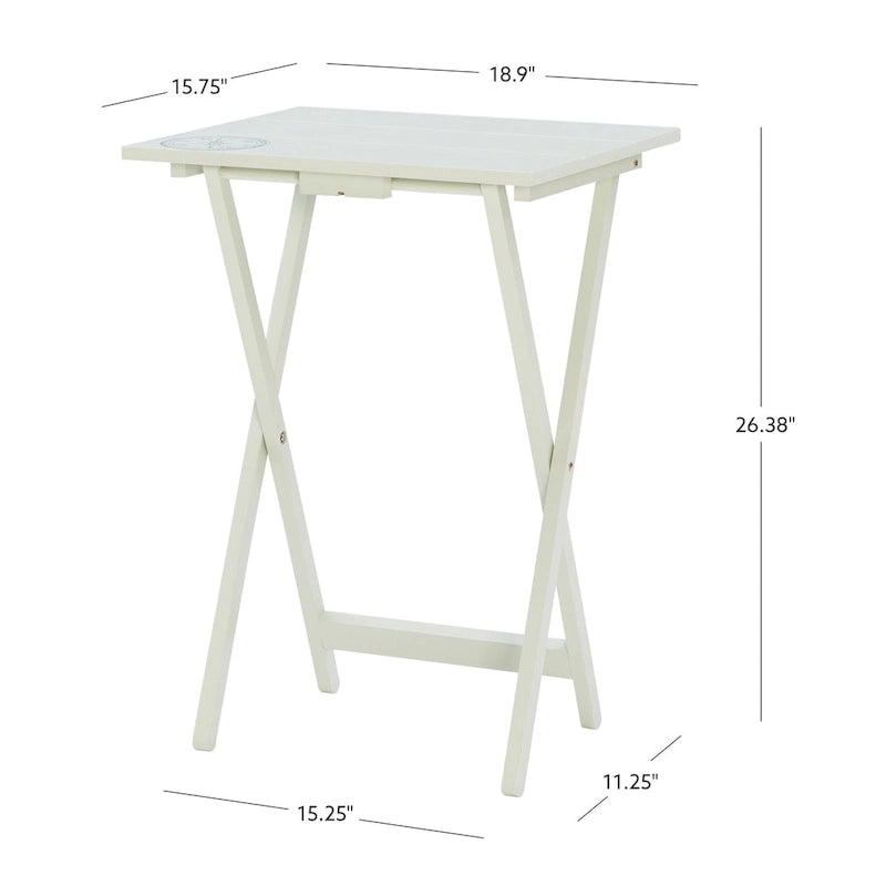 Light Grey Solid Wood Folding TV Tray Table