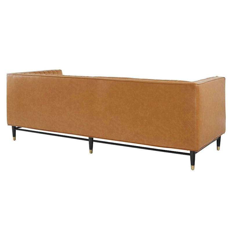 Channel Tufted Vegan Leather Sofa