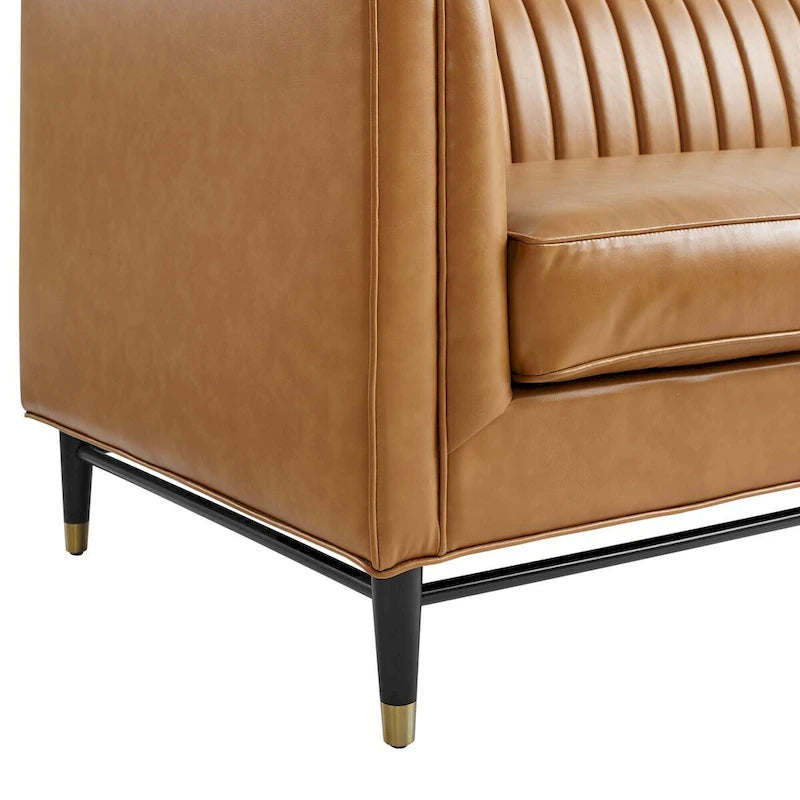 Channel Tufted Vegan Leather Sofa