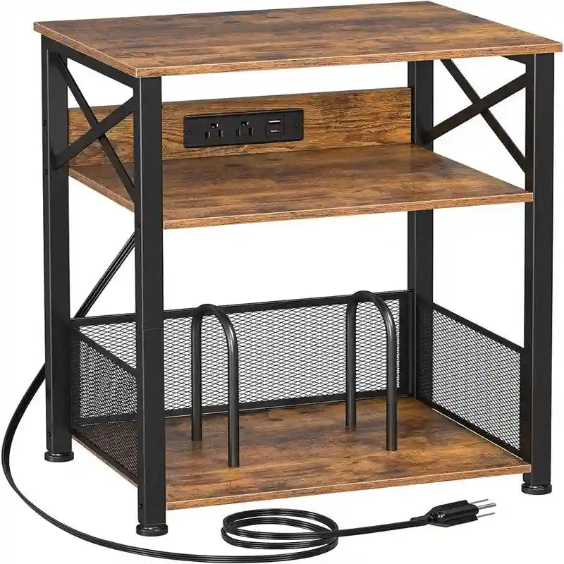 Record Player Stand with Charging Station, 15.75 x 11.41 x 25.59 in