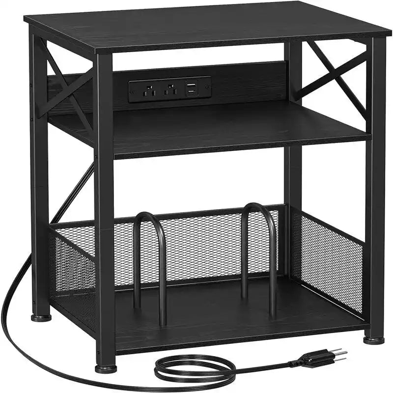 Record Player Stand with Charging Station, 15.75 x 11.41 x 25.59 in