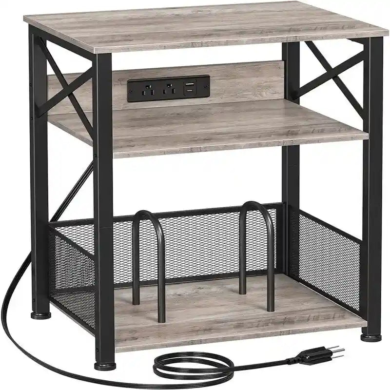 Record Player Stand with Charging Station, 15.75 x 11.41 x 25.59 in