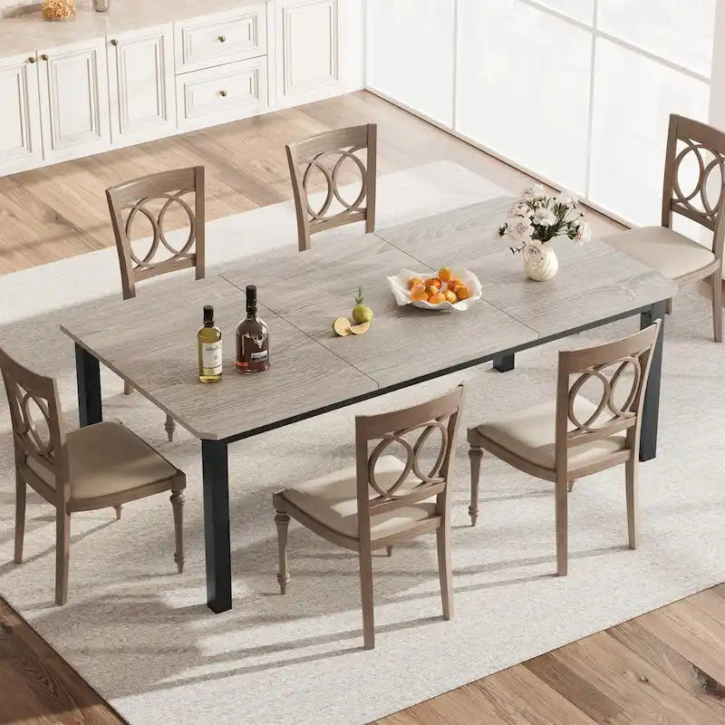 Industrial Dining Table for 6–8 People, Brown and Black