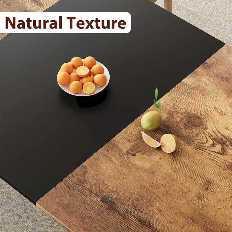 Industrial Dining Table for 6–8 People, Brown and Black