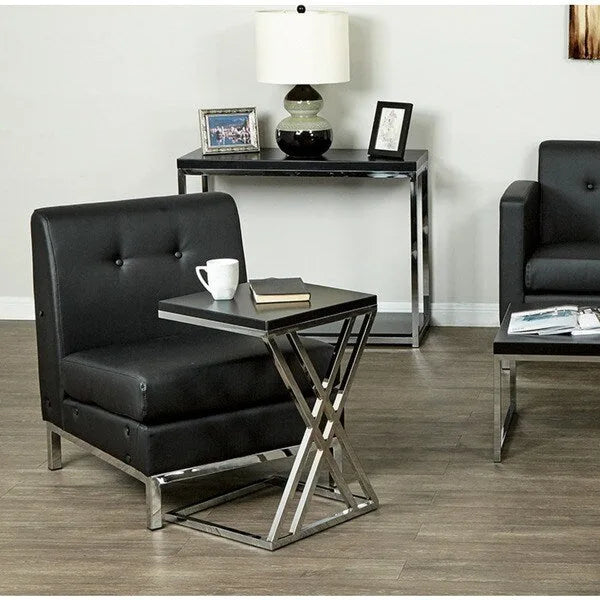 Faux Leather Armless Chair